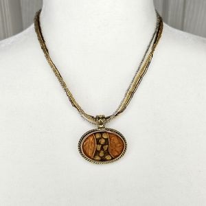 Boho Beaded Fashion Necklace W/Resin Pendant